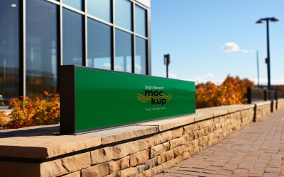 Sign Board Mockup on Building Wall 67
