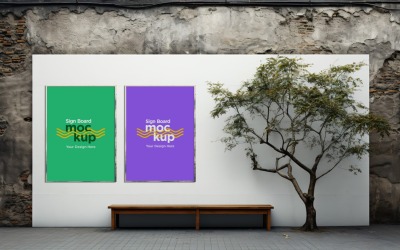 Sign Board Mockup on Building Wall 70