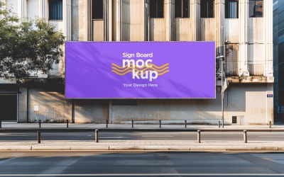 Sign Board Mockup on Building Wall 73
