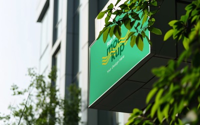 Sign Board Mockup on Building Wall 76