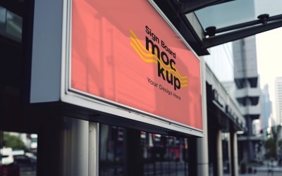 Sign Board Mockup on Building Wall 78