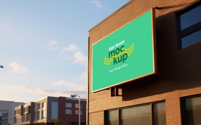 Sign Board Mockup on Building Wall 81