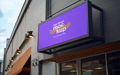 Sign Board Mockup on Building Wall 82