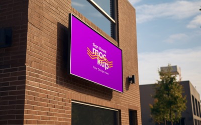 Sign Board Mockup on Building Wall 84