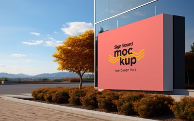 Sign Board Mockup on Building Wall 85