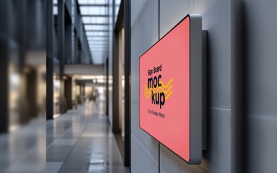 Sign Board Mockup on Building Wall64