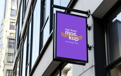 Wall Mounted Sign on Building Mockup 01