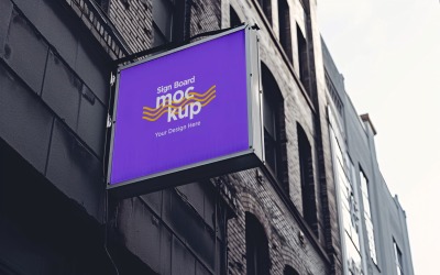 Wall Mounted Sign on Building Mockup 07