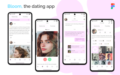 Bloom – Шаблон пользовательского интерфейса приложения для знакомств