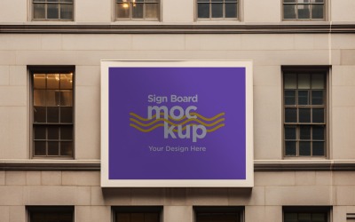 Sign Board Mockup on Building Wall 136