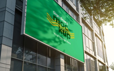 Sign Board Mockup on Building Wall 140