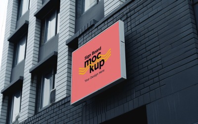 Sign Board Mockup on Building Wall 141
