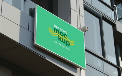 Sign Board Mockup on Building Wall 143