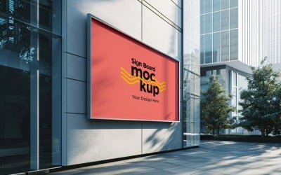 Sign Board Mockup on Building Wall 145