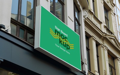 Sign Board Mockup on Building Wall 147