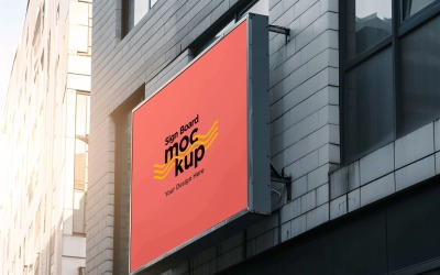 Sign Board Mockup on Building Wall 153