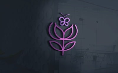 Enkel blomsteraffär med fjärilslogomall