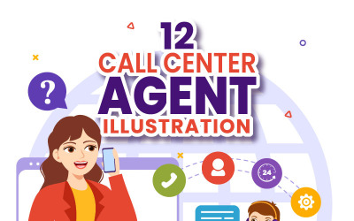 12 Ilustración de Vector de agente de centro de llamadas