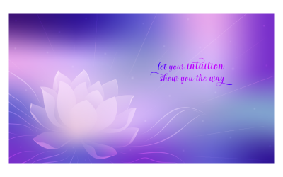 Paarse inspirerende achtergronden 14400x8100px met Lotus en bericht over intuïtie