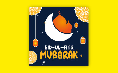 Design del post di saluto Eid con audace mandala art, modello di disegno vettoriale EPS