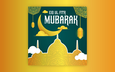 Design del post di saluto Eid con audace mandala art, modello di disegno vettoriale EPS.