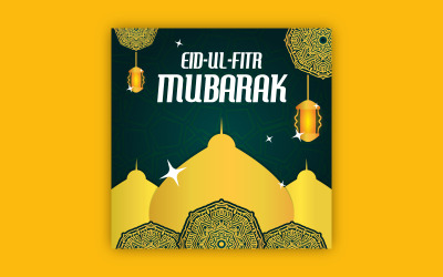 Eid-Ul-Fitr-postdesign med djärv mandalakonst, EPS-vektordesignmall.