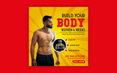 Gym fitness marknadsföring sociala medier EPS vektor banner mallar.