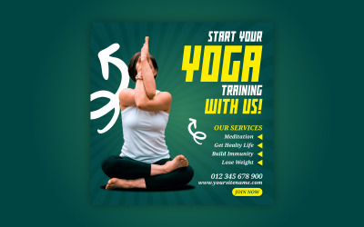 Modelli di banner vettoriali EPS per social media promozionali per allenamento fitness yoga