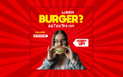 Modelo EPS de design de banner de anúncio de mídia social de fast food delicioso