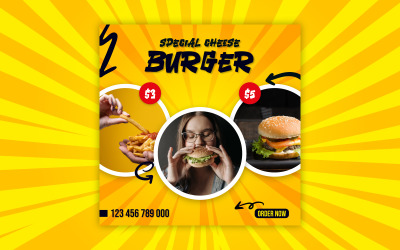 Modelo EPS de design de banner de anúncio de mídia social especial de fast food