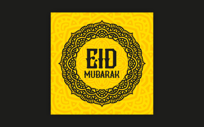 Eenvoudig Eid-groetpostontwerp met gewaagde mandalakunst, EPS-vectorontwerpsjabloon