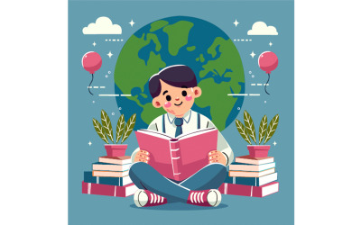 Ilustração do Dia Mundial do Livro dos desenhos animados