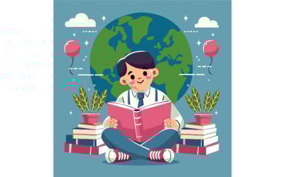 Мультфільм Всесвітній день книги ілюстрації