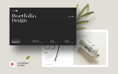 Portfolio-PowerPoint-Vorlage für sauberes Design