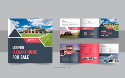 Potrójna broszura dotycząca nieruchomości, układ szablonu potrójnego składania sprzedaży domu