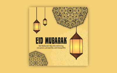 Prémiový design příspěvku s pozdravem Eid s tučným uměním mandaly, vektorová šablona EPS