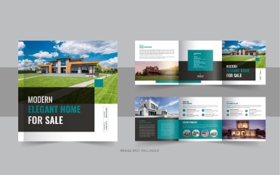 Vierkante driebladige brochure voor onroerend goed, driebladige lay-out voor thuisverkoop