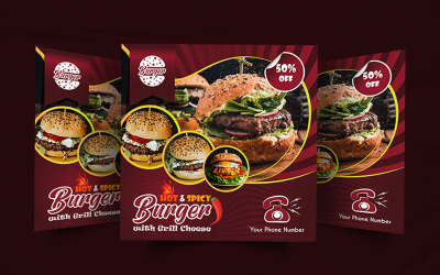 burger étterem közösségi média promóciós plakát sablon