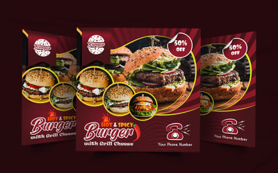 burger restaurant socical media promotional poster template