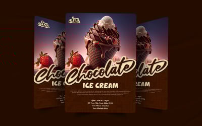 Chocolate ice cream promotional restaurant poster design.