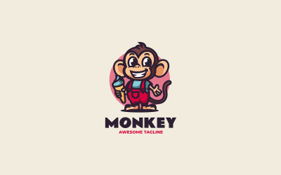 Cute Monkey Mascot Cartoon Logo