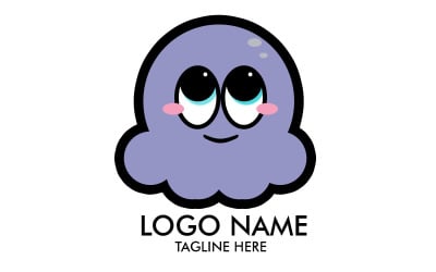 Cute Purple Octopus-Logo Template