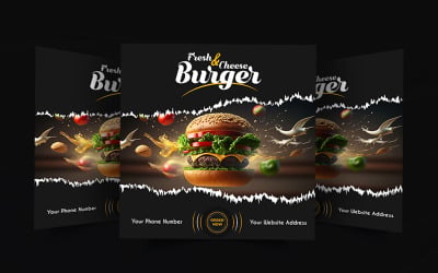 Design de pôster promocional para restaurante de hambúrguer