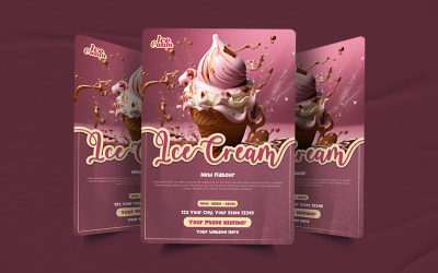 Diseño creativo de póster promocional de helados para restaurante.