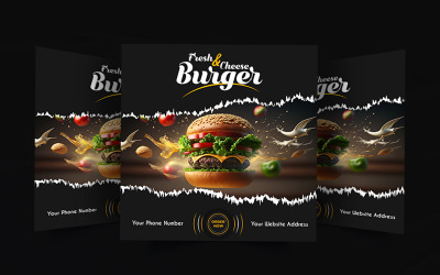 Diseño de póster web promocional de hamburguesas de restaurante