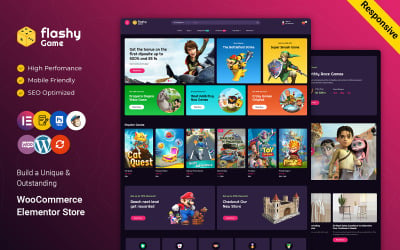 Flashy — адаптивная тема Elementor WooCommerce для магазина игр и киберспорта