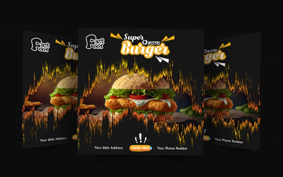 Modèle d&amp;#39;affiche de médias sociaux pour un restaurant professionnel de hamburgers
