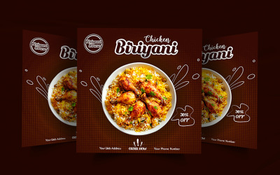 Social media poster sjabloon voor restaurant biryani