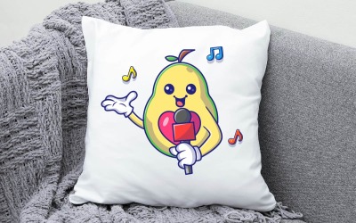 Безкоштовний милий авокадо, який тримає мікрофон і співає пісню талісман, векторна ілюстрація значка