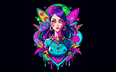 Diseño de graffiti Girl Botty lleno de colores vibrantes.